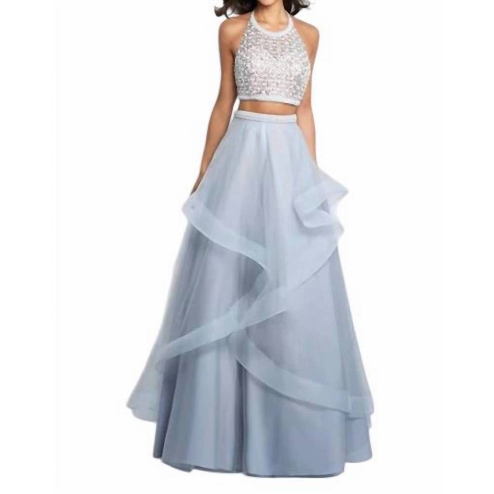 NEW BLUSH PROM two-piece prom dress in silver